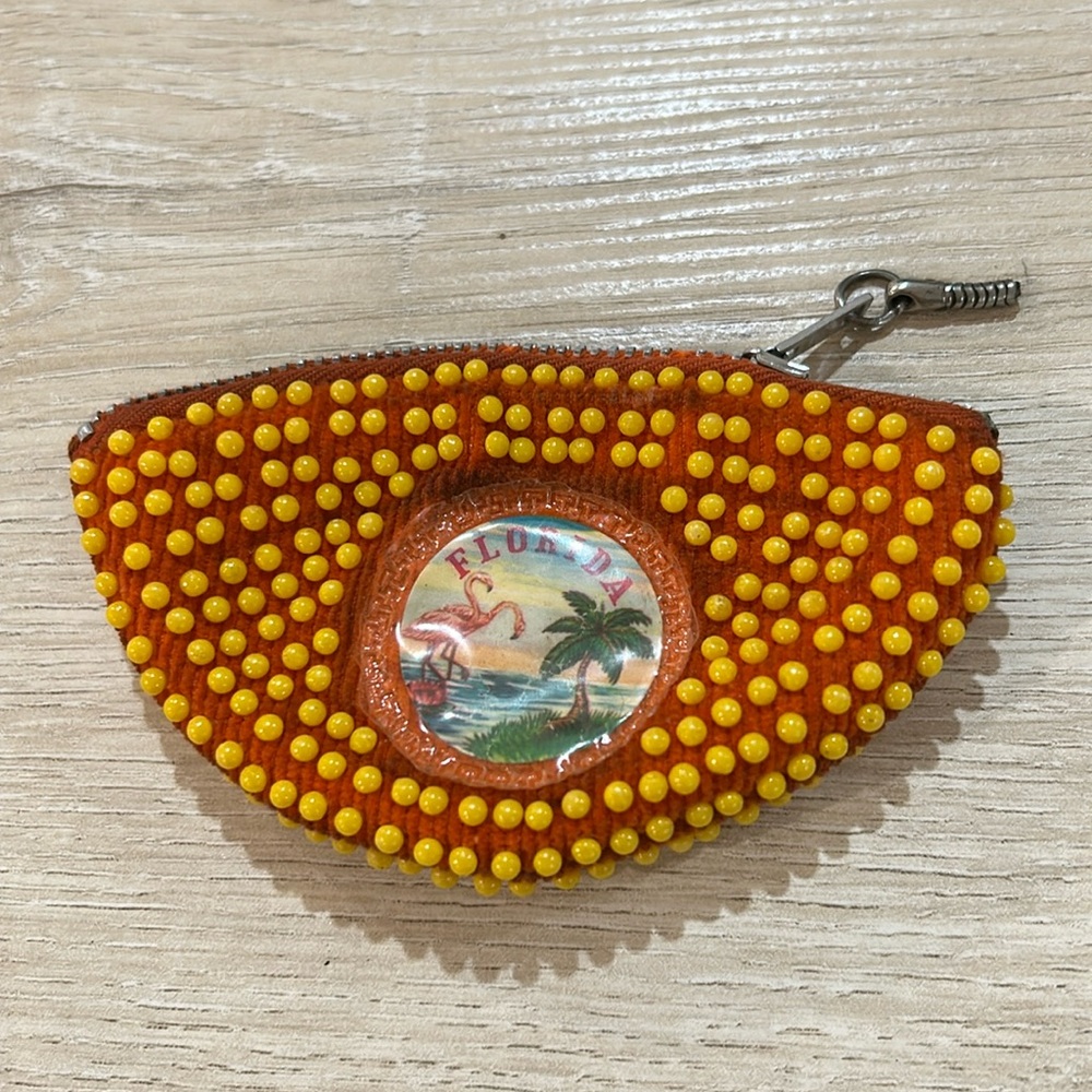1960s Vintage Beaded Souvenir Florida coin purse Bag tiny little
